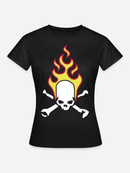 fire_skull_bones_b_3c - Frauen T-Shirt - Schwarz