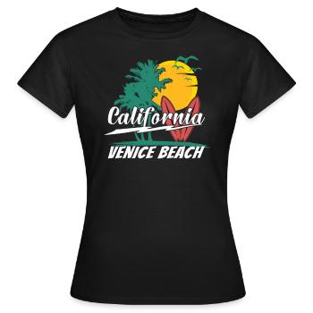 Années 70 années 80 dans la ville californienne de Venice Beach - T-shirt Femme - noir - Devant - AI Model Female 172 dark (172cm)