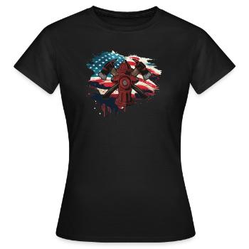 Pompier Bravoure Courage Honneur Feu - T-shirt Femme - noir - Devant - AI Model Female 172 dark (172cm)