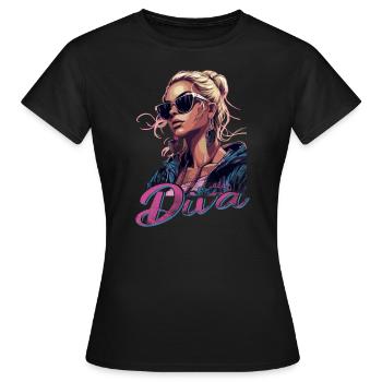 Strahlen Sie Strahlend Exklusiven Diva - Frauen T-Shirt - Schwarz - Vorne - AI Model Female 172 dark (172cm)