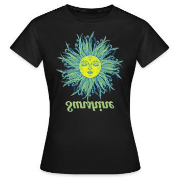 Sunshine Vibes: Lächelnde Sonne im Mandala-Style! - Frauen T-Shirt - Schwarz - Vorne - AI Model Female 172 dark (172cm)