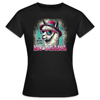 Sans stress avec notre Lama No Drama - T-shirt Femme - noir - Devant - AI Model Female 172 dark (172cm)