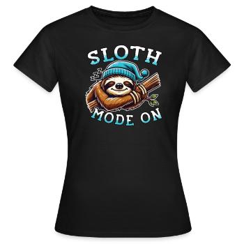 Relaxed atmosphere with our Sloth Mode On - Women's T-Shirt - black - Front - AI Model Female 172 dark (172cm)