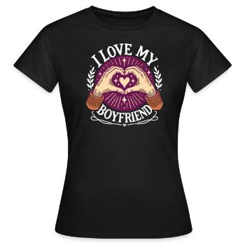 J’aime mon copain Bonne fête du Nouvel An - T-shirt Femme - noir - Devant - AI Model Female 172 dark (172cm)