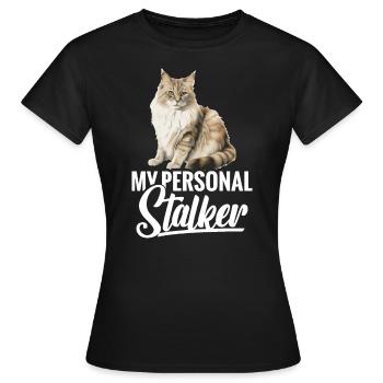Katze: Mein Persönlicher Stalker - Frauen T-Shirt - Schwarz - Vorne - AI Model Female 172 dark (172cm)