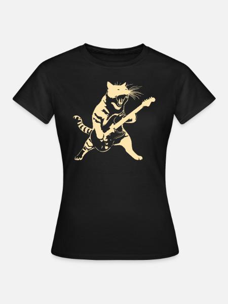 Rockin' Kitty A cool design with a cat - Women's T-Shirt - black