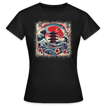 Traditionelle Japanische Pagode, - Frauen T-Shirt - Schwarz - Vorne - AI Model Female 172 dark (172cm)