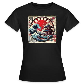 Traditionelle Japanische Pagode, - Frauen T-Shirt - Schwarz - Vorne - AI Model Female 172 dark (172cm)