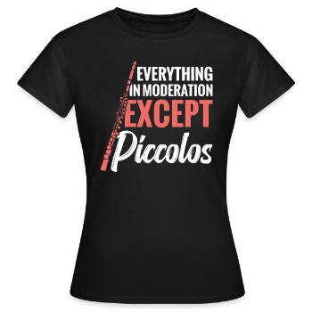 Tout avec modération sauf les piccolos - T-shirt Femme - noir - Devant - AI Model Female 172 dark (172cm)