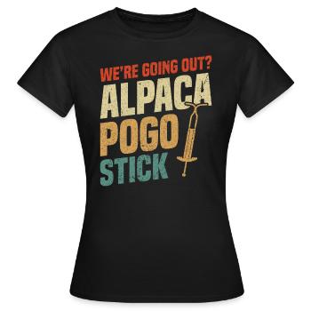 On sort ? Bâton de pogo d’alpaga - T-shirt Femme - noir - Devant - AI Model Female 172 dark (172cm)