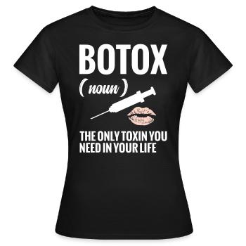 Infirmière esthétique : Botox (nom), - T-shirt Femme - noir - Devant - AI Model Female 172 dark (172cm)