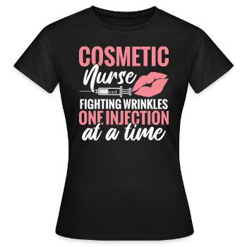 Kosmetische Krankenschwester Bekämpft Falten Mit - Frauen T-Shirt - Schwarz - Vorne - AI Model Female 172 dark (172cm)