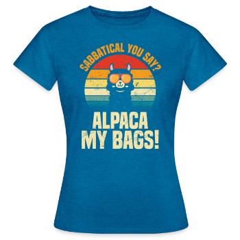 Sabbatical You Say Alpaca My Bags! - Women's T-Shirt - antique blue sapphire heather - Front - AI Model Female 172 dark (172cm)