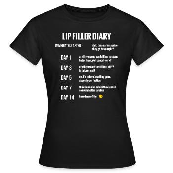 Infirmière esthétique Journal de remplissage des lèvres - T-shirt Femme - noir - Devant - AI Model Female 172 dark (172cm)