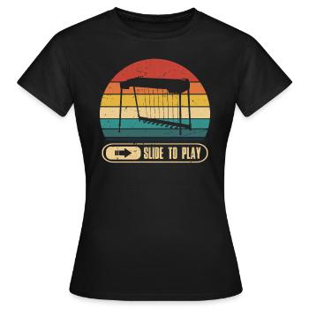 Ich Spiele Pedal Steel -gitarrenrutsche, Um - Frauen T-Shirt - Schwarz - Vorne - AI Model Female 172 dark (172cm)