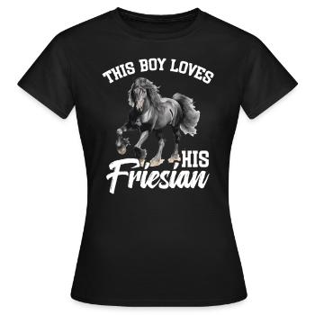 This boy loves his Frisian - Women's T-Shirt - black - Front - AI Model Female 172 dark (172cm)