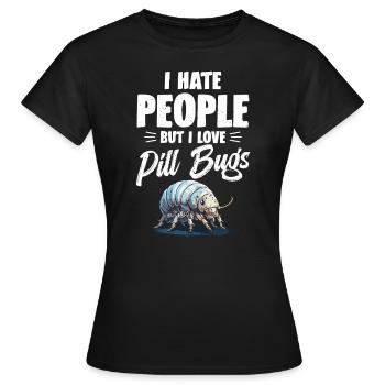 Je déteste les gens, mais j’adore les coléoptères - T-shirt Femme - noir - Devant - AI Model Female 172 dark (172cm)