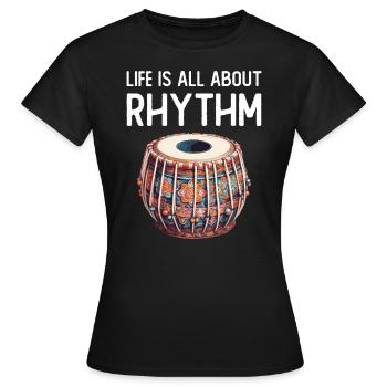 Im Leben Dreht Sich Alles Um Rhythmus - Frauen T-Shirt - Schwarz - Vorne - AI Model Female 172 dark (172cm)