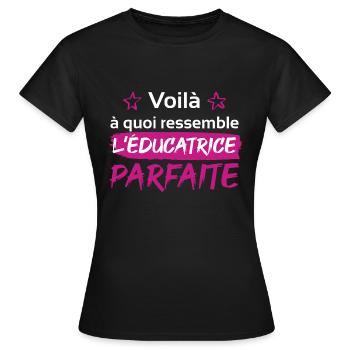 cadeau drôle parfaite éducatrice voilà - T-shirt Femme - noir - Devant - AI Model Female 172 dark (172cm)