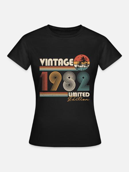 Vintage 1982 Jahrgang Retro Geburtstag Geschenk - Frauen T-Shirt - Schwarz