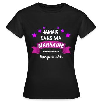 Jamais Sans Ma Marraine Citation Tendre - T-shirt Femme - noir - Devant - AI Model Female 172 dark (172cm)