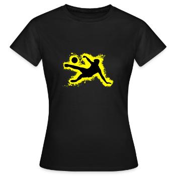Sport Fuß Gelb und Schwarz Umriss - Frauen T-Shirt - Schwarz - Vorne - AI Model Female 172 dark (172cm)