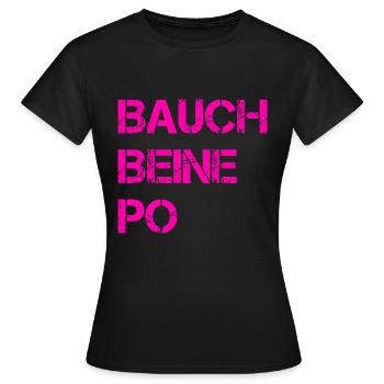 Bauch Beine Po Fitness - Frauen T-Shirt - Schwarz - Vorne - AI Model Female 172 dark (172cm)