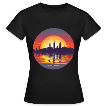 Ligne d’horizon de Kiel - T-shirt Femme - noir - Devant - AI Model Female 172 dark (172cm)