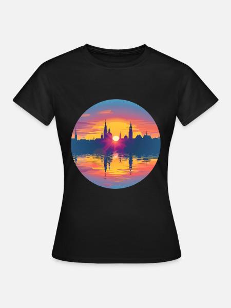 Regensburg Skyline - Frauen T-Shirt - Schwarz