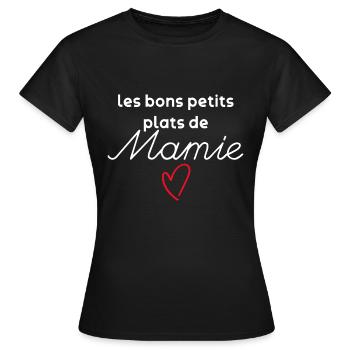 Mamie A La Cuisine Un Régal Cadeau Grand-Mère - T-shirt Femme - noir - Devant - AI Model Female 172 dark (172cm)