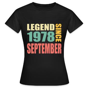45th Birthday September Vintage 1978 Vintage - Women's T-Shirt - black - Front - AI Model Female 172 dark (172cm)