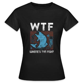 where is the fish - Women's T-Shirt - black - Front - AI Model Female 172 dark (172cm)