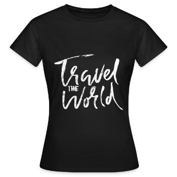 Travel Travel World en disant - T-shirt Femme - noir - Devant - AI Model Female 172 dark (172cm)