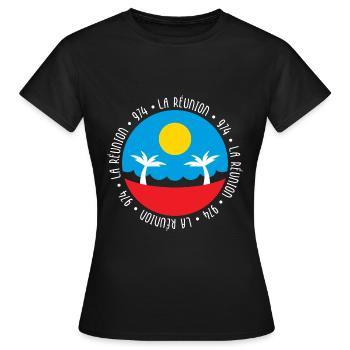 La Réunion - 974 - T-shirt Femme - noir - Devant - AI Model Female 172 dark (172cm)
