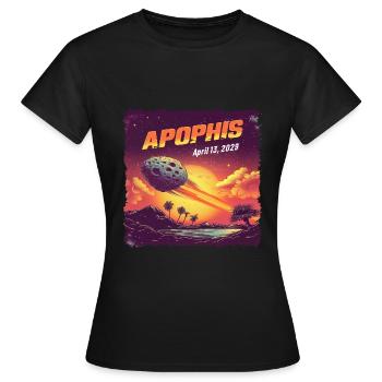 Apophis 13.04.2029 / Interstellares Objekt 99942 - Frauen T-Shirt - Schwarz - Vorne - AI Model Female 172 dark (172cm)