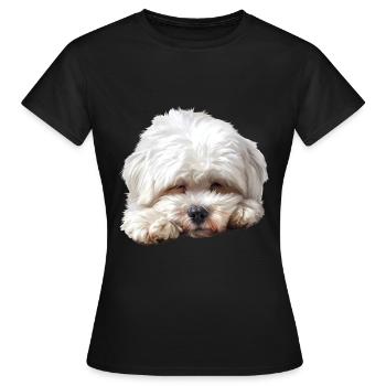 Maltese - Women's T-Shirt - black - Front - AI Model Female 172 dark (172cm)