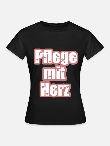 Pflege mit Herz - Frauen T-Shirt - Schwarz