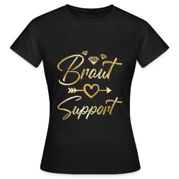 support de mariée coeur diamant or - T-shirt Femme - noir - Devant - AI Model Female 172 dark (172cm)