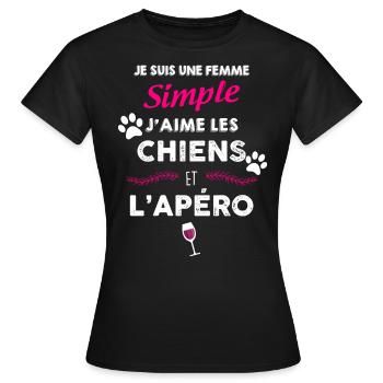 Femme Apéro et chiens - T-shirt Femme - noir - Devant - AI Model Female 172 dark (172cm)