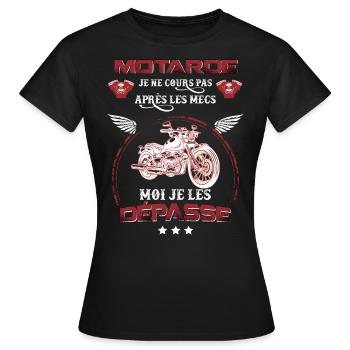 Motarde moto motard - T-shirt Femme - noir - Devant - AI Model Female 172 dark (172cm)