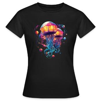 Montgolfière méduse couleurs vives - T-shirt Femme - noir - Devant - AI Model Female 172 dark (172cm)