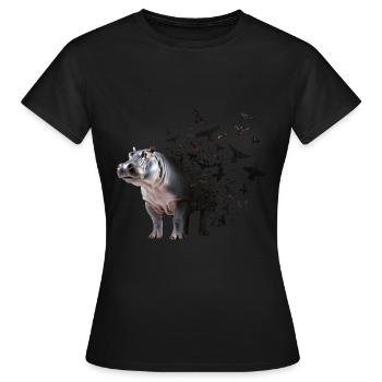 Nilpferd - Frauen T-Shirt - Schwarz - Vorne - AI Model Female 172 dark (172cm)
