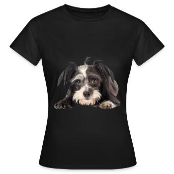 Chinese Crested - Frauen T-Shirt - Schwarz - Vorne - AI Model Female 172 dark (172cm)