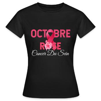 Octobre rose Idée cadeau femme lutte contre cancer - T-shirt Femme - noir - Devant - AI Model Female 172 dark (172cm)