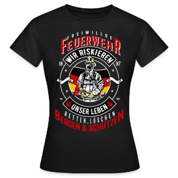 Pompier volontaire pompier - T-shirt Femme - noir - Devant - AI Model Female 172 dark (172cm)