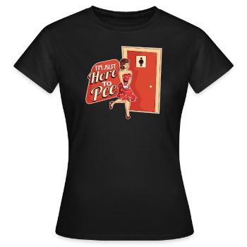 Pinkeln Urin WC Toilette Lustig Geschenk - Frauen T-Shirt - Schwarz - Vorne - AI Model Female 172 dark (172cm)