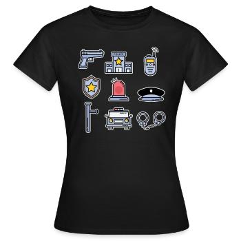 Polizei Sammlung Kinder Polizist Cop Geschenk - Frauen T-Shirt - Schwarz - Vorne - AI Model Female 172 dark (172cm)