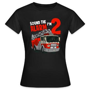 2ème anniversaire ans jeune pompier cadeau - T-shirt Femme - noir - Devant - AI Model Female 172 dark (172cm)