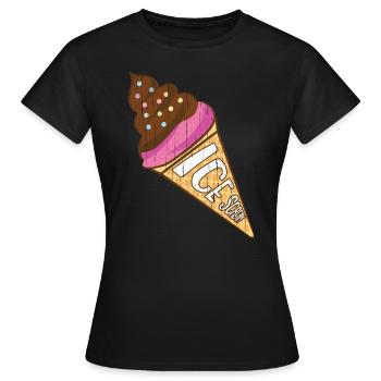 Eiskrem Eis Eiscreme Sommer Spruch Geschenk - Frauen T-Shirt - Schwarz - Vorne - AI Model Female 172 dark (172cm)