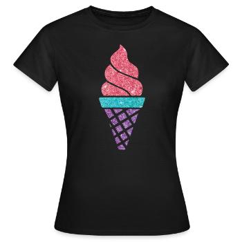 Eiskrem Eis Eiscreme Sommer Spruch Geschenk - Frauen T-Shirt - Schwarz - Vorne - AI Model Female 172 dark (172cm)